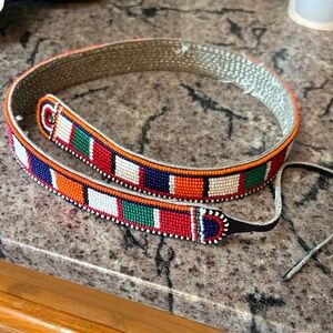 Hand-Beaded Multicolor Women's Waist Belt